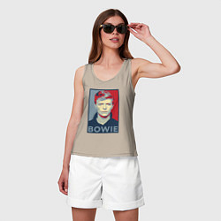 Майка женская хлопок Bowie Poster, цвет: миндальный — фото 2