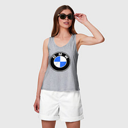 Майка женская хлопок Logo BMW, цвет: меланж — фото 2
