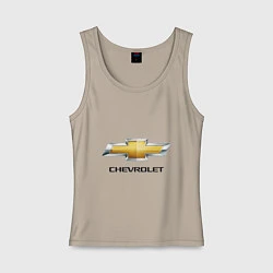 Майка женская хлопок Chevrolet логотип, цвет: миндальный