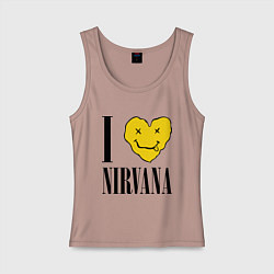 Майка женская хлопок I love Nirvana, цвет: пыльно-розовый