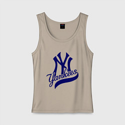 Майка женская хлопок NY - Yankees, цвет: миндальный
