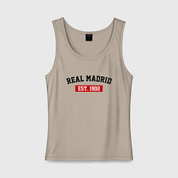 Майка женская хлопок FC Real Madrid Est. 1902, цвет: миндальный