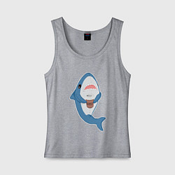 Майка женская хлопок Hype Shark, цвет: меланж