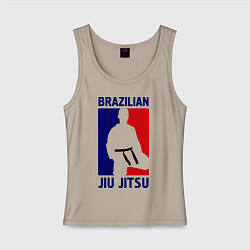 Майка женская хлопок Brazilian Jiu jitsu, цвет: миндальный