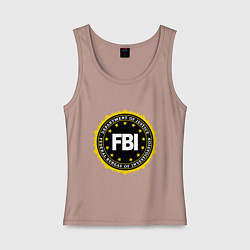 Майка женская хлопок FBI Departament, цвет: пыльно-розовый