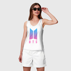 Майка женская хлопок BTS: Neon Jimin, цвет: белый — фото 2