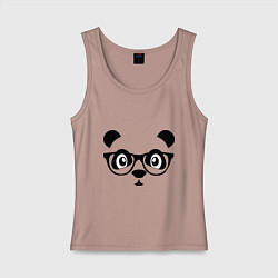 Майка женская хлопок Панда в очках, цвет: пыльно-розовый