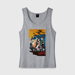 Майка женская хлопок Demon Slayer, цвет: меланж