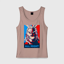 Майка женская хлопок MY HERO ACADEMIA All might, цвет: пыльно-розовый