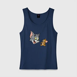Майка женская хлопок Tom & Jerry, цвет: тёмно-синий