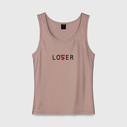 Майка женская хлопок Lover - loser, цвет: пыльно-розовый