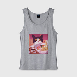 Женская майка Кот и лапша