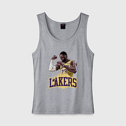 Майка женская хлопок LeBron - Lakers, цвет: меланж