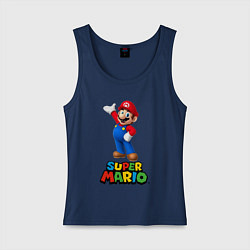 Майка женская хлопок Super Mario, цвет: тёмно-синий