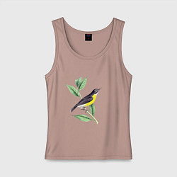 Майка женская хлопок Птица, цвет: пыльно-розовый