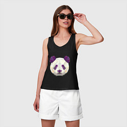 Майка женская хлопок Фиолетовая панда, цвет: черный — фото 2