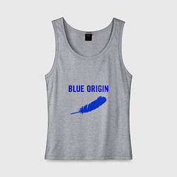 Майка женская хлопок Blue Origin logo перо, цвет: меланж