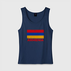 Майка женская хлопок Armenia Flag, цвет: тёмно-синий