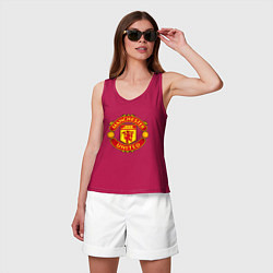 Майка женская хлопок Манчестер Юнайтед логотип, цвет: маджента — фото 2