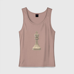 Майка женская хлопок Шахматная фигура Белый король, цвет: пыльно-розовый
