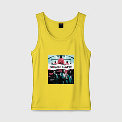 Майка женская хлопок Play - Squid Game, цвет: желтый