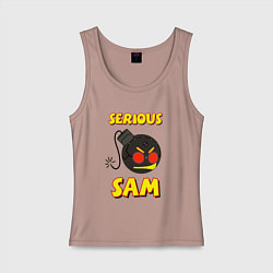Майка женская хлопок Serious Sam Bomb Logo, цвет: пыльно-розовый