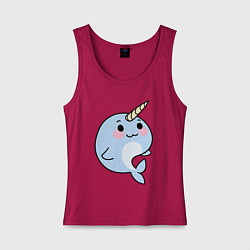 Майка женская хлопок Миленький нарвал, цвет: маджента