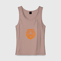 Майка женская хлопок Символ года тигренок оранжевый, цвет: пыльно-розовый