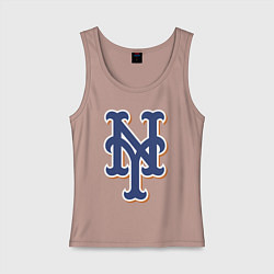 Майка женская хлопок New York Mets - baseball team, цвет: пыльно-розовый