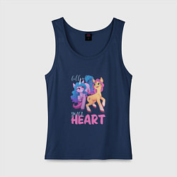 Майка женская хлопок My Little Pony Follow your heart, цвет: тёмно-синий