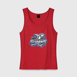 Майка женская хлопок Wilmington sharks -baseball team, цвет: красный