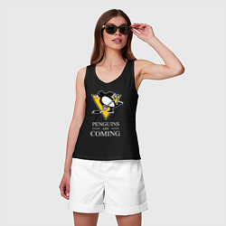 Майка женская хлопок Penguins are coming, Pittsburgh Penguins, Питтсбур, цвет: черный — фото 2