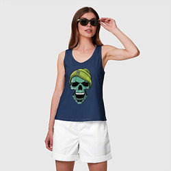 Майка женская хлопок New York Yankees Cool skull, цвет: тёмно-синий — фото 2