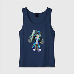 Майка женская хлопок Minecraft Warrior!, цвет: тёмно-синий