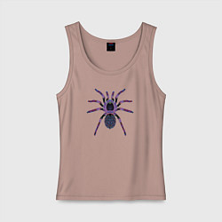 Майка женская хлопок Огромный психоделический паук, цвет: пыльно-розовый