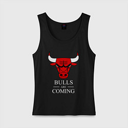 Майка женская хлопок Chicago Bulls are coming Чикаго Буллз, цвет: черный