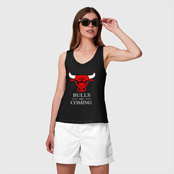 Майка женская хлопок Chicago Bulls are coming Чикаго Буллз, цвет: черный — фото 2