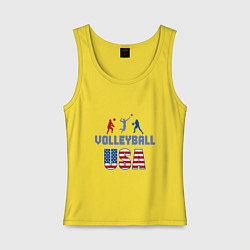 Майка женская хлопок USA - Volleyball, цвет: желтый