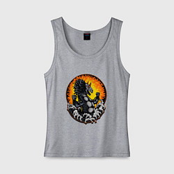 Майка женская хлопок Дракон и волны, цвет: меланж