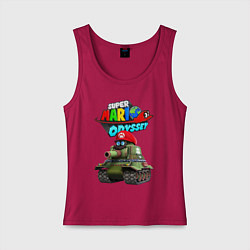 Майка женская хлопок Tank Super Mario Odyssey, цвет: маджента