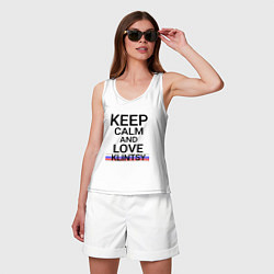 Майка женская хлопок Keep calm Klintsy Клинцы ID465, цвет: белый — фото 2