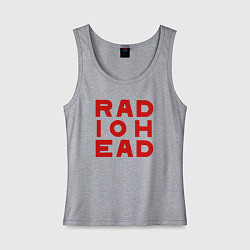 Майка женская хлопок Radiohead большое красное лого, цвет: меланж