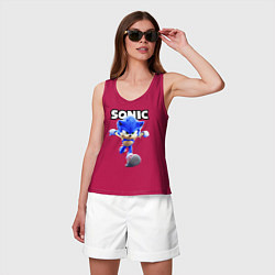 Майка женская хлопок Sonic the Hedgehog 2, цвет: маджента — фото 2