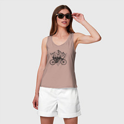 Майка женская хлопок Downhill ride bike, цвет: пыльно-розовый — фото 2
