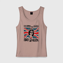 Майка женская хлопок Sex Pistols - God Save The Queen, цвет: пыльно-розовый