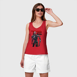 Майка женская хлопок Terminator 2 - T800, цвет: красный — фото 2