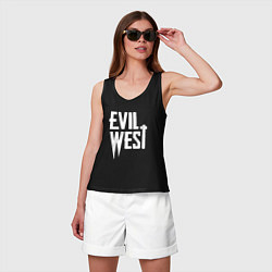 Майка женская хлопок Evil west logo, цвет: черный — фото 2