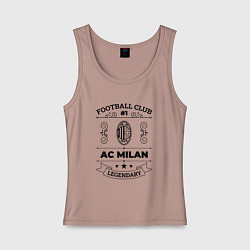 Майка женская хлопок AC Milan: Football Club Number 1 Legendary, цвет: пыльно-розовый