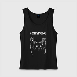 Майка женская хлопок The Offspring Рок кот, цвет: черный