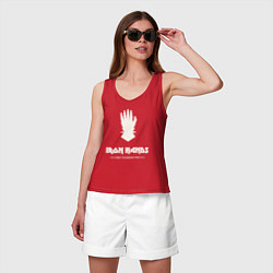 Майка женская хлопок Железные руки лого винтаж, цвет: красный — фото 2